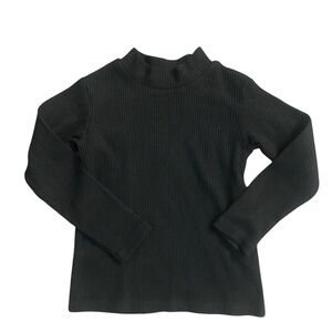 Zara Black Ribbed Mock Neck Girls Long Sleeve Shirt Size 4-5 Years XS